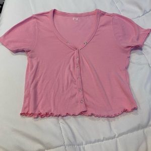 Pacsun cropped lettuce edge shirt with buttons, size small